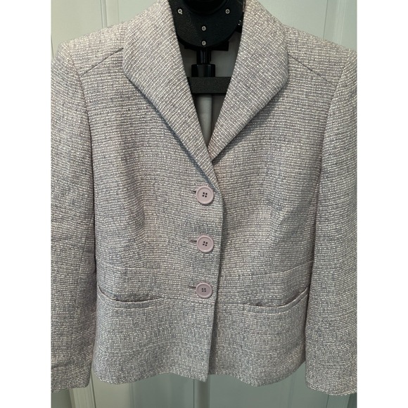 Lafayette 148 New York Tweed Blazer Jacket Lavender White Size 2 Tailored - Picture 2 of 16